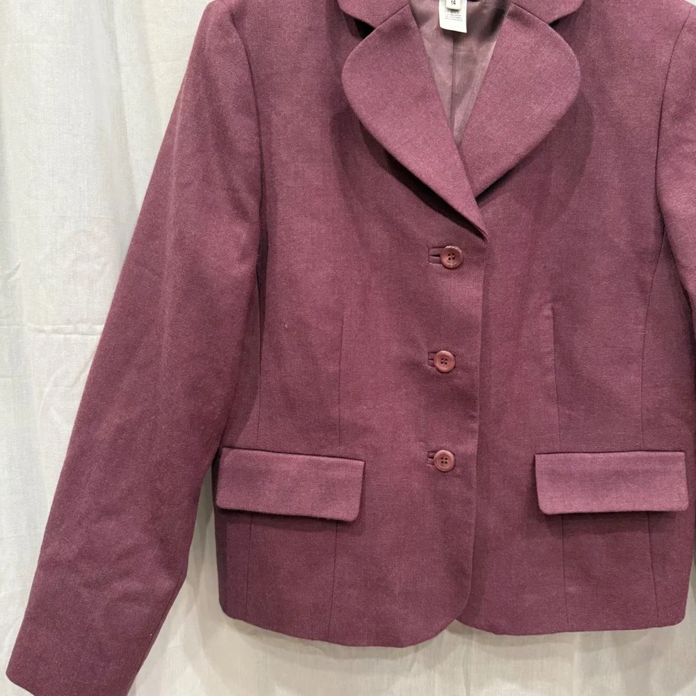 Pendleton Women's 14 Blazer Jacket‎ Burgundy Orchid Wool Classic Career Office